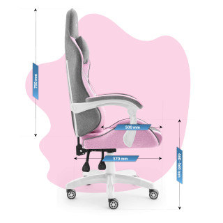Roza-siv gaming stol HELL'S CHAIR za otroke