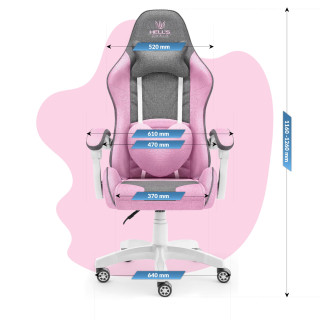 Roza-siv gaming stol HELL'S CHAIR za otroke