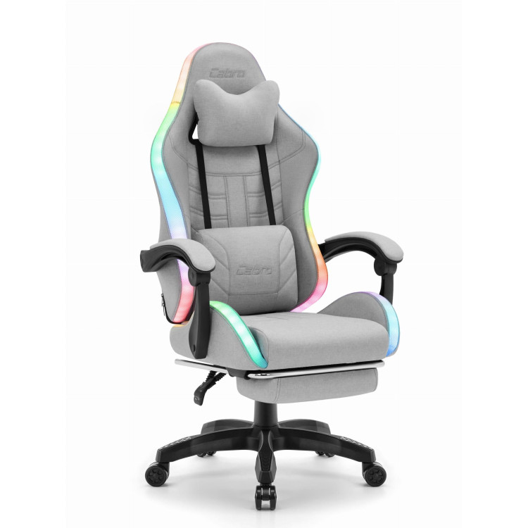 Igralni stol Cabro C501 iz sive tkanine z LED osvetlitvijo