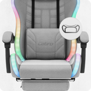 Igralni stol Cabro C501 iz sive tkanine z LED osvetlitvijo