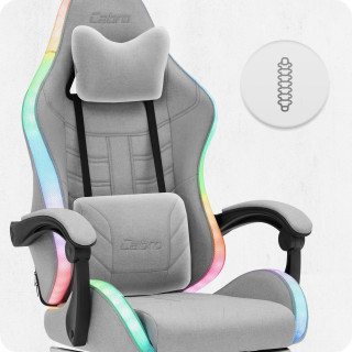 Igralni stol Cabro C501 iz sive tkanine z LED osvetlitvijo