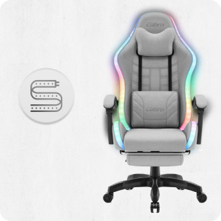 Igralni stol Cabro C501 iz sive tkanine z LED osvetlitvijo