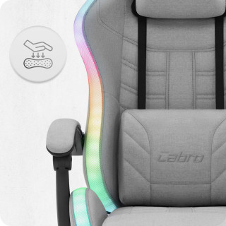 Igralni stol Cabro C501 iz sive tkanine z LED osvetlitvijo