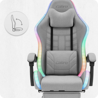 Igralni stol Cabro C501 iz sive tkanine z LED osvetlitvijo