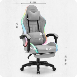 Igralni stol Cabro C501 iz sive tkanine z LED osvetlitvijo