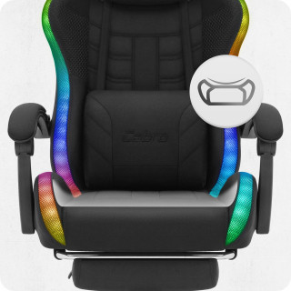 Igralni stol Cabro C501 iz črne tkanine z LED osvetlitvijo