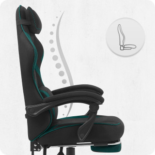 Črno-zelen igralni stol iz blaga Cabro C502