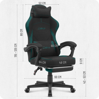 Črno-zelen igralni stol iz blaga Cabro C502