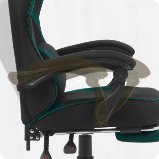 Črno-zelen igralni stol iz blaga Cabro C502