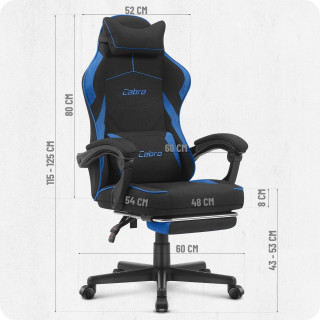 Igralni stol Cabro C502 iz blaga v črni in modri barvi