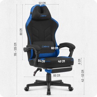 Črno-moder igralni stol iz blaga Cabro C504