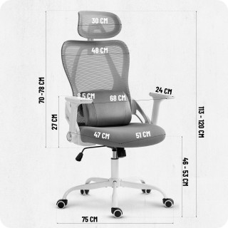 Pisarniški stol iz sivo-bele tkanine Cabro C507