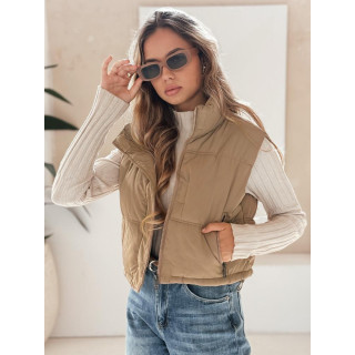 Kratek temno bež ženski telovnik TY5196