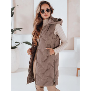 Temno bež dolg ženski telovnik TY5100