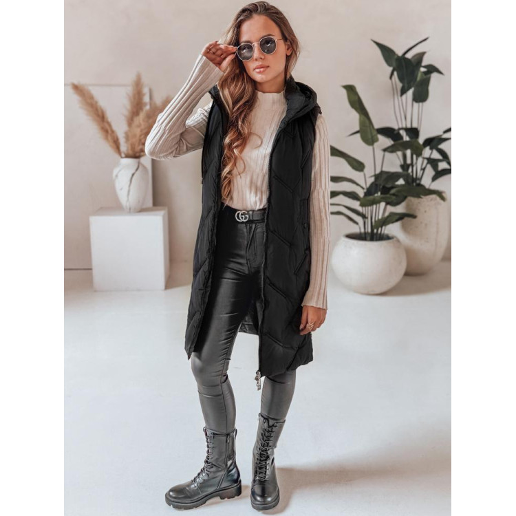 Črn dolg ženski telovnik TY5096