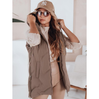 Ženski prešit temno bež telovnik TY5109