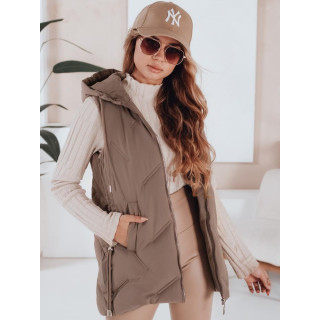 Ženski prešit temno bež telovnik TY5109