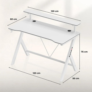 Igralna miza Huzaro HERO 1.9 WHITE 120 CM