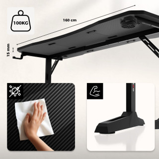 Črna igralna miza Huzaro HERO 4.6 ČRNA 160 CM