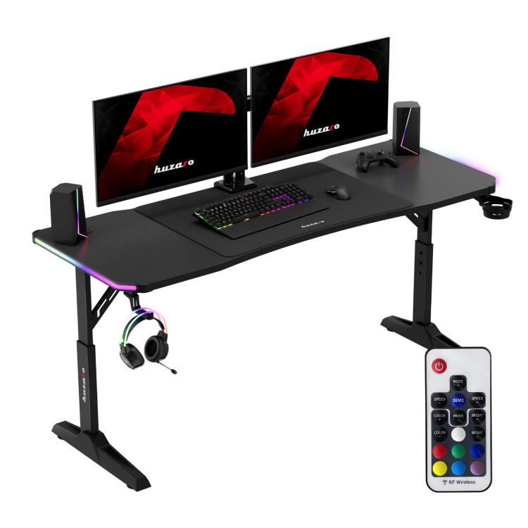 Črna igralna miza Huzaro HERO 4.6 RGB ČRNA 160 CM