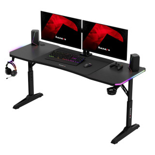Črna igralna miza Huzaro HERO 4.6 RGB ČRNA 160 CM