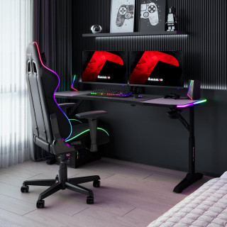 Črna igralna miza Huzaro HERO 4.6 RGB ČRNA 160 CM