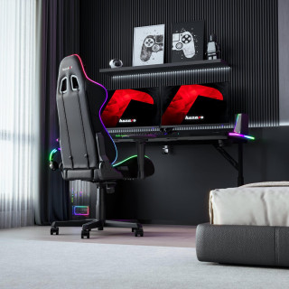 Črna igralna miza Huzaro HERO 4.6 RGB ČRNA 160 CM