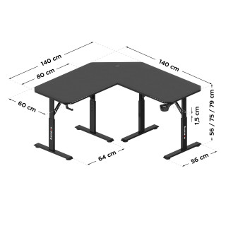 Črna kotna igralna miza Huzaro HERO 7.3 BLACK