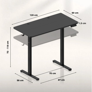 Črna igralna miza Huzaro HERO 8.1 BLACK 120 CM