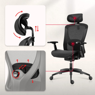 Črn igralni stol Huzaro COMBAT 7.3 BLACK MESH