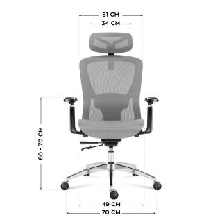 Siv ergonomski stol Mark Adler EXPERT 5.3 SIVA MREŽA