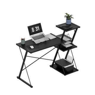 Črna pisalna miza s policami Mark Adler LEADER 3.5 BLACK