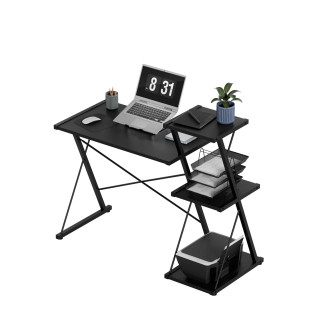 Črna pisalna miza s policami Mark Adler LEADER 3.5 BLACK