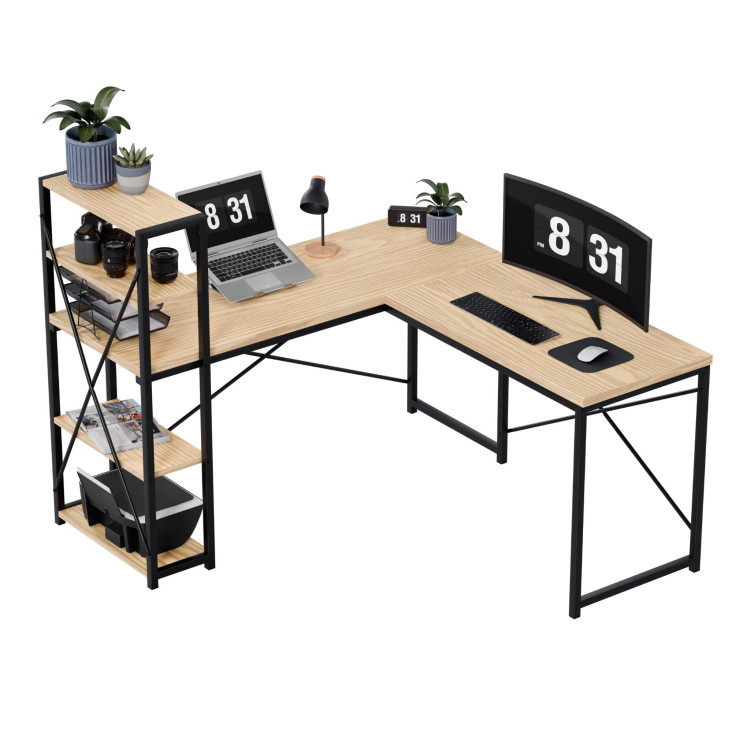 Kotna hrastova pisalna miza s policami Mark Adler LEADER 5.9 HRAST