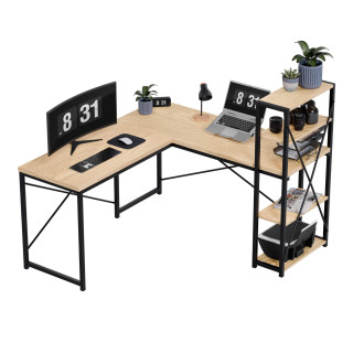 Kotna hrastova pisalna miza s policami Mark Adler LEADER 5.9 HRAST