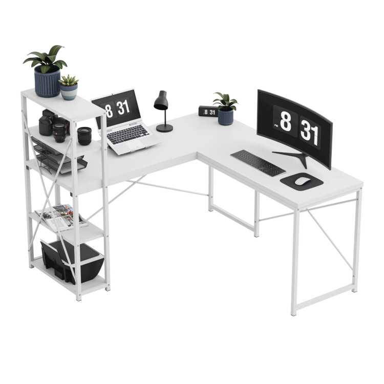 Bela kotna pisalna miza s policami Mark Adler LEADER 5.9 WHITE