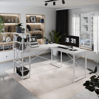 Bela kotna pisalna miza s policami Mark Adler LEADER 5.9 WHITE