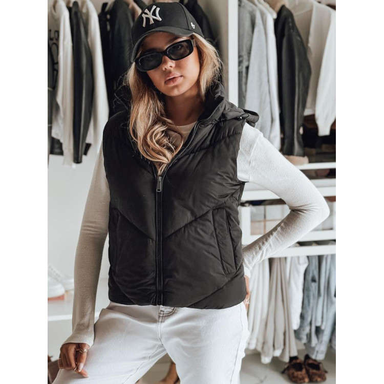 Ženski črni prešit brezrokavnik TY4978