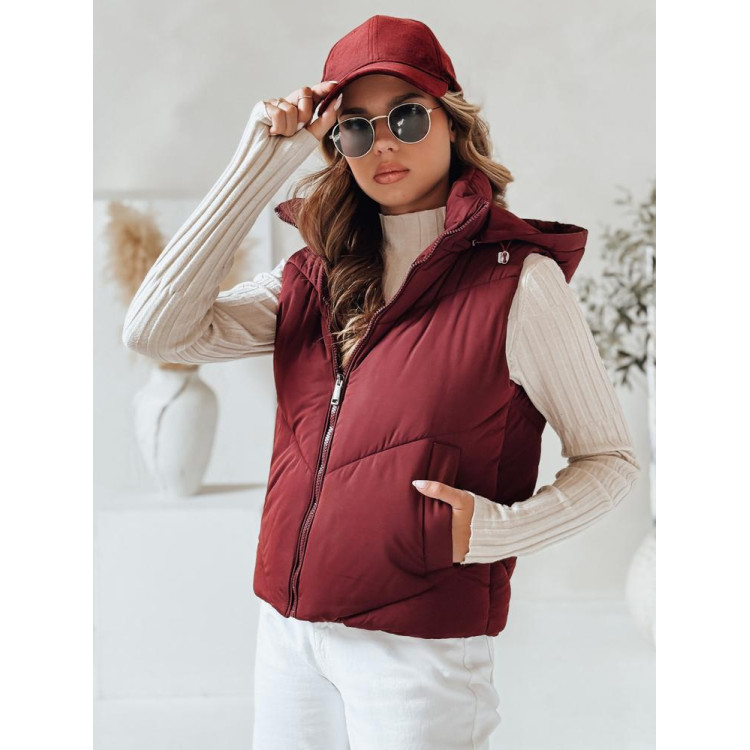 Bordo ženski prešit telovnik TY4976