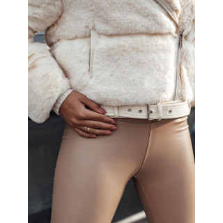 Ženska bež krznena jakna TY4694