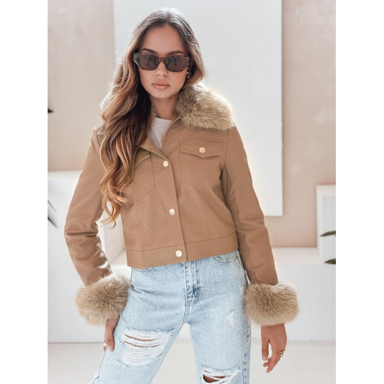 Ženska rjava usnjena jakna TY5139