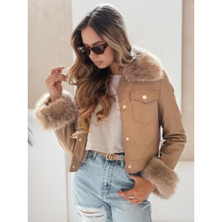 Ženska rjava usnjena jakna TY5139