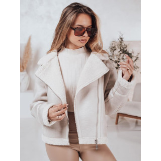 Bela ženska semiš jakna s krznom TY4748