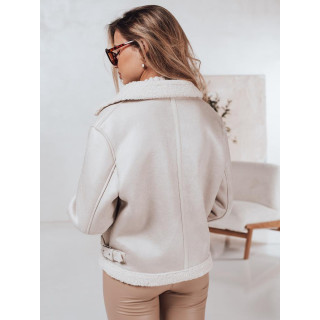 Bela ženska semiš jakna s krznom TY4748