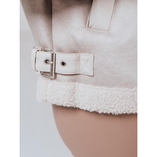 Bela ženska semiš jakna s krznom TY4748