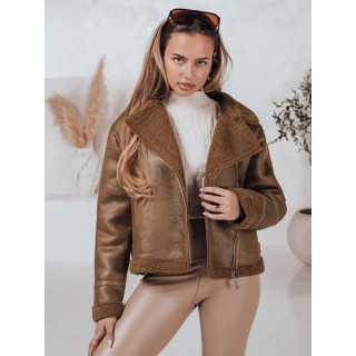 Ženska rjava semiš jakna s krznom TY4747