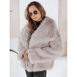 Ženski kratek siv krznen plašč TY5116