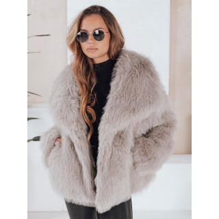 Ženski kratek siv krznen plašč TY5116