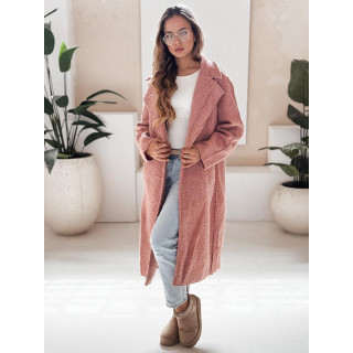 Ženski dolg roza ovčji plašč NY0755