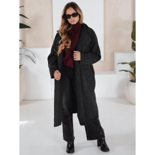 Črn dolg ženski plašč iz ovčje kože NY0754